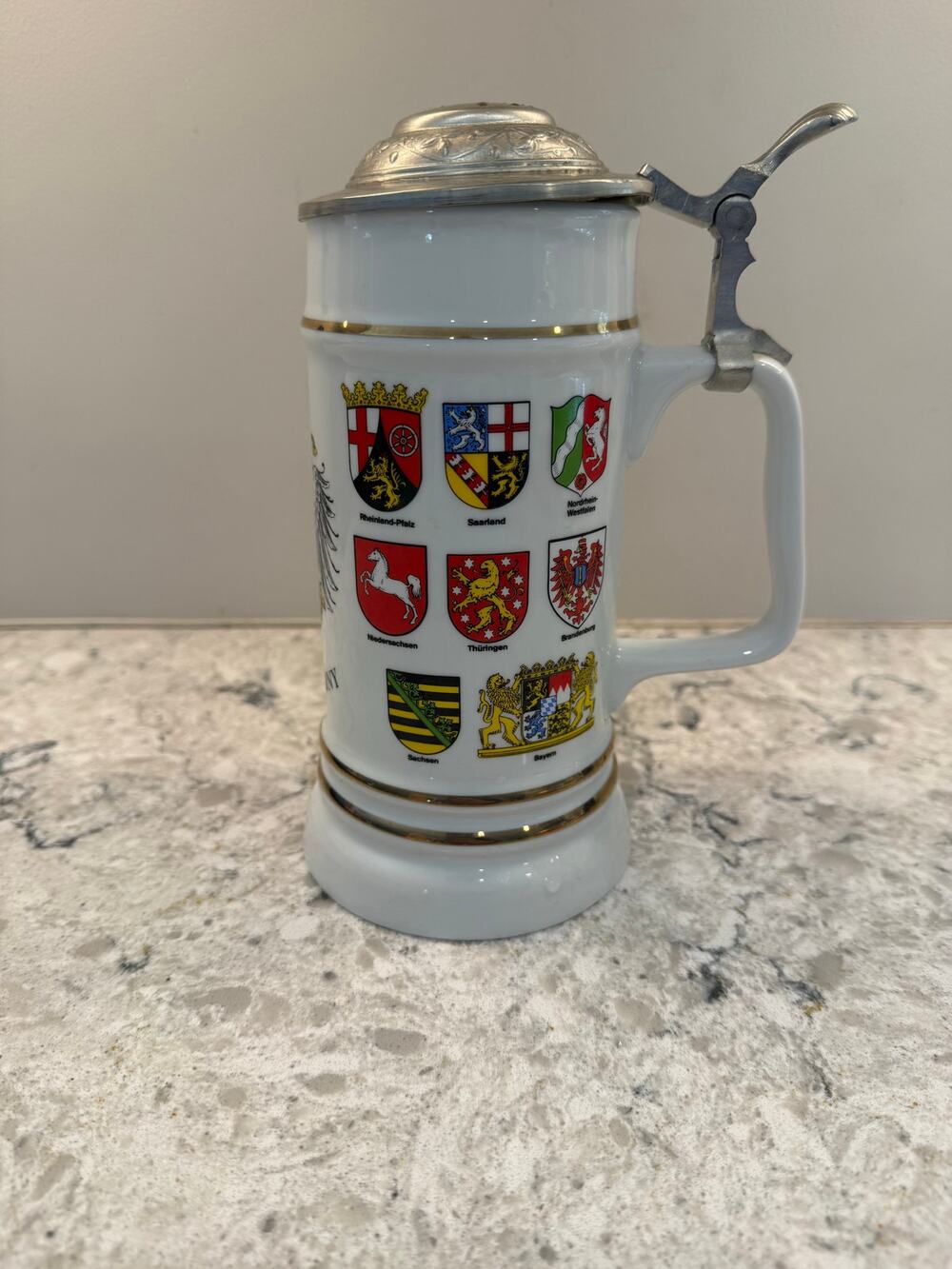 Vintage German Lided Stein German Crests JL